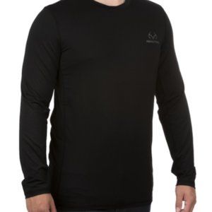Realtree Black Men Long Sleeve Performance Hunting Camouflage Tee Shirt